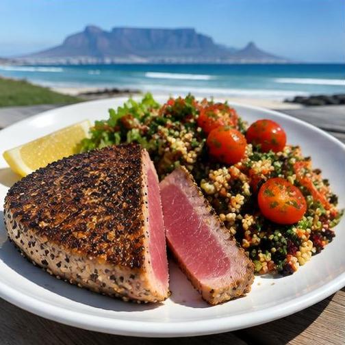 Tuna steak with quinoa salad