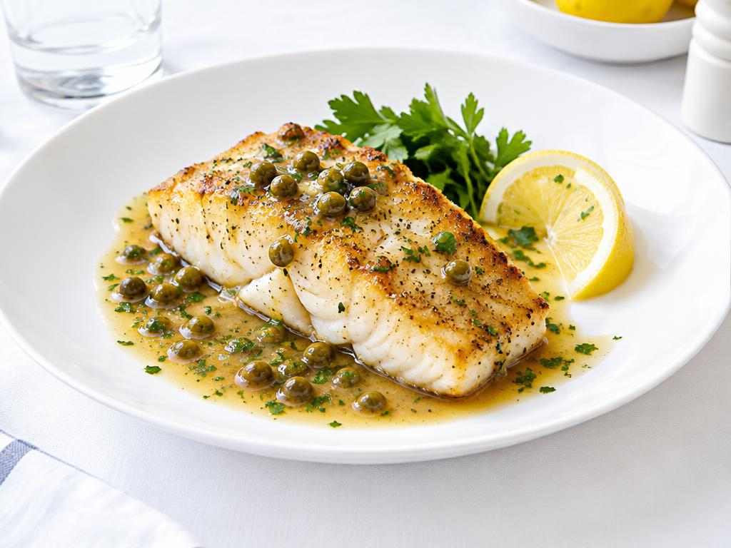 Pan-Seared Kob with Caper Butter